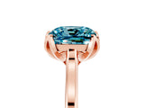 Rose gold Cushion Cut Blue Topaz Solitaire Ring with Flower Prong Setting and Classic Band_41