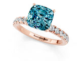 Rose gold Cushion Cut Blue Topaz Solitaire Ring with Pavé Accents and Four-Prong Setting_1