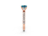 Rose gold Cushion Cut Blue Topaz Solitaire Ring with Pavé Accents and Four-Prong Setting_2