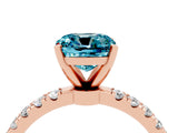 Rose gold Cushion Cut Blue Topaz Solitaire Ring with Pavé Accents and Four-Prong Setting_4
