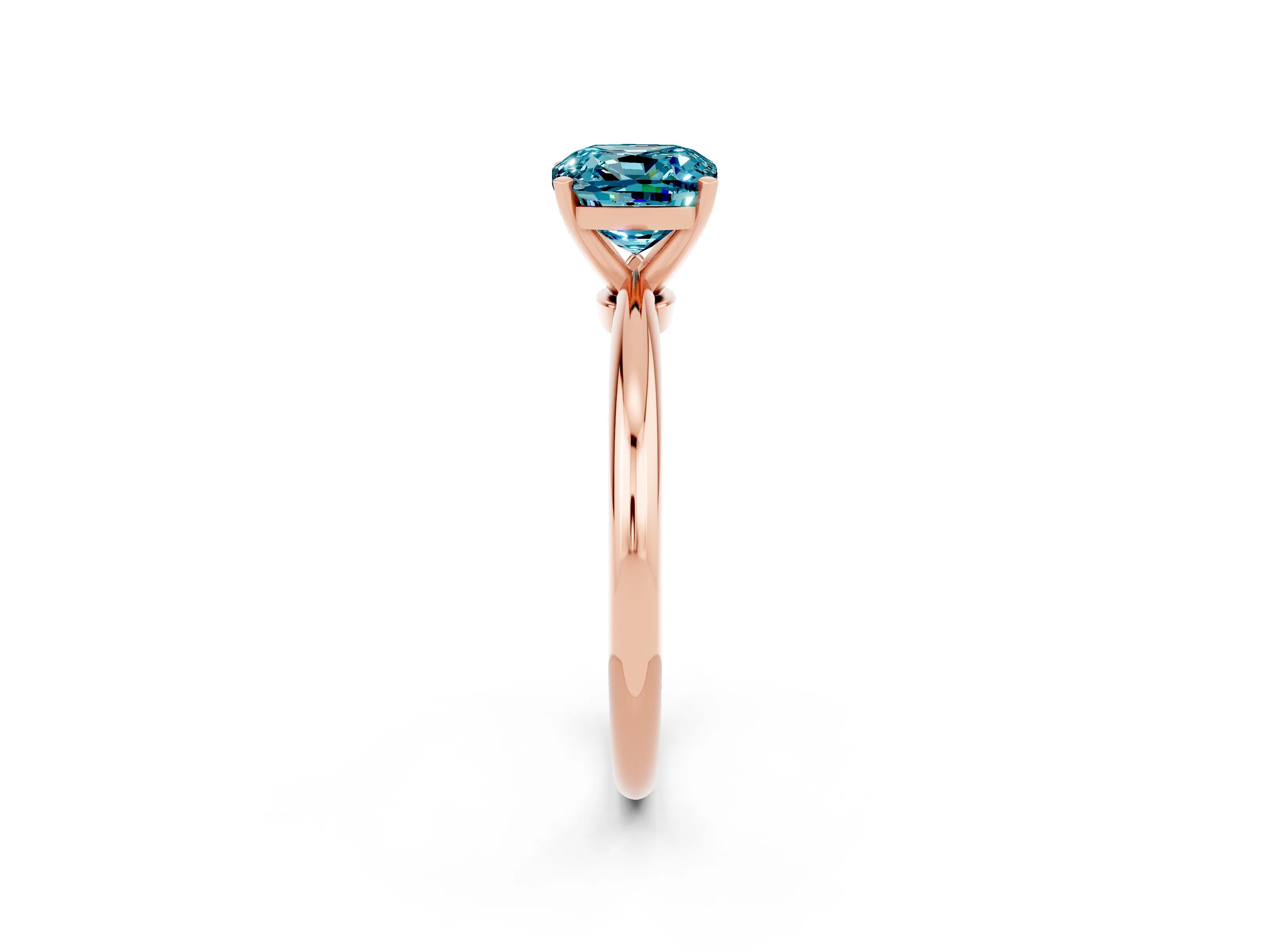 Rose gold Cushion Cut Blue Topaz Solitaire Ring with Six-Prong Setting and Classic Band_2