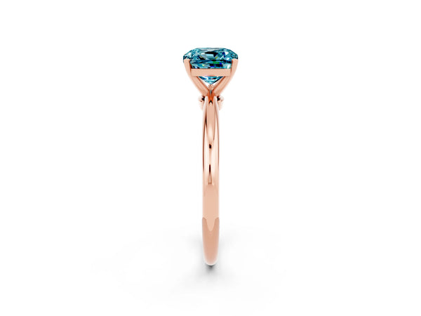 Rose gold Cushion Cut Blue Topaz Solitaire Ring with Six-Prong Setting and Classic Band