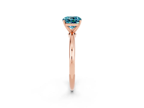 Rose gold Cushion Cut Blue Topaz Solitaire Ring with Six-Prong Setting and Classic Band_2