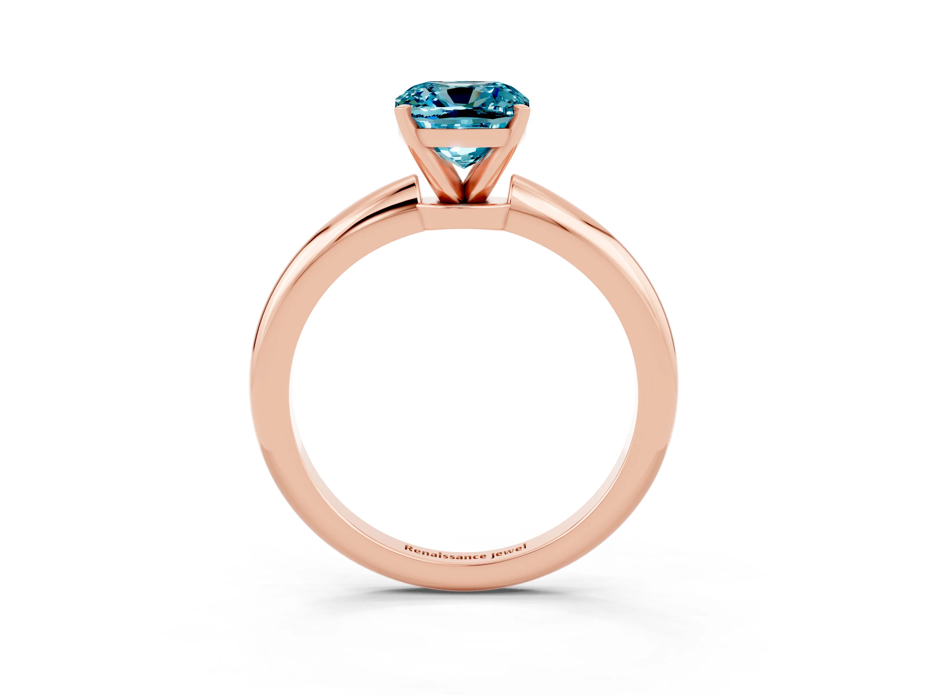 Rose gold Cushion Cut Blue Topaz Solitaire Ring with Six-Prong Setting and Classic Band_3