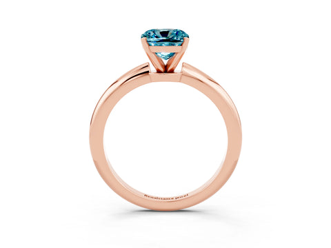 Rose gold Cushion Cut Blue Topaz Solitaire Ring with Six-Prong Setting and Classic Band_3