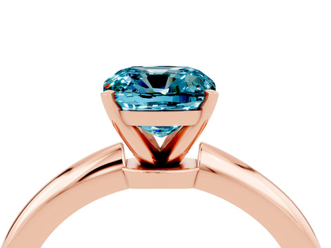 Rose gold Cushion Cut Blue Topaz Solitaire Ring with Six-Prong Setting and Classic Band_4