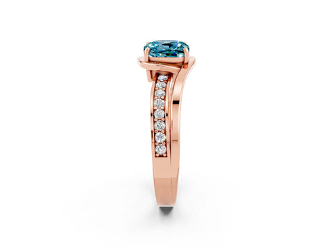 Rose gold Cushion Cut Blue Topaz Solitaire Ring with Split Shank and Prong Setting_2