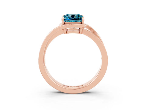 Rose gold Cushion Cut Blue Topaz Solitaire Ring with Split Shank and Prong Setting_3
