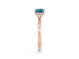 Rose gold Cushion Cut Blue Topaz Solitaire Ring with Thin Band and Four-Prong Setting_2