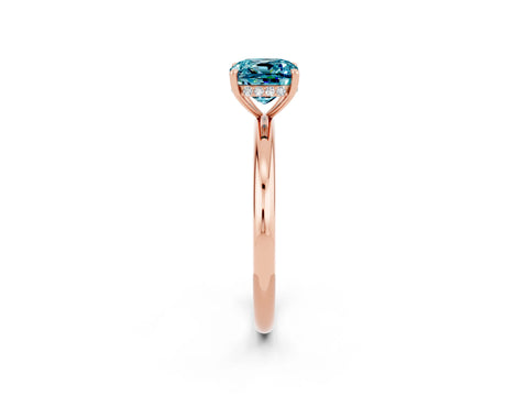 Rose gold Cushion Cut Blue Topaz Solitaire Ring with Thin Band and Four-Prong Setting_2