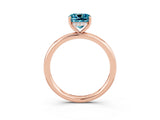 Rose gold Cushion Cut Blue Topaz Solitaire Ring with Thin Band and Four-Prong Setting_3