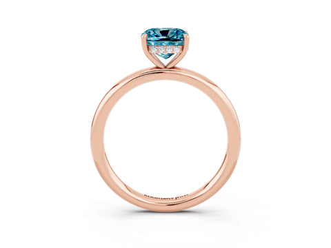 Rose gold Cushion Cut Blue Topaz Solitaire Ring with Thin Band and Four-Prong Setting_3
