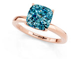 Rose gold Cushion Cut Blue Topaz Solitaire Ring with Thin Band and Prong Setting_13