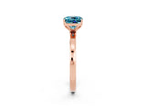 Rose gold Cushion Cut Blue Topaz Solitaire Ring with Thin Band and Prong Setting_14