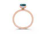 Rose gold Cushion Cut Blue Topaz Solitaire Ring with Thin Band and Prong Setting_15