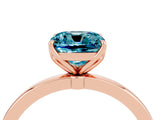 Rose gold Cushion Cut Blue Topaz Solitaire Ring with Thin Band and Prong Setting_16