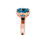 Rose gold Cushion Cut Blue Topaz Solitaire Ring with Thin Band and Prong Setting_17