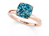 Rose gold Cushion Cut Blue Topaz Solitaire Ring with Thin Band and Prong Setting_25