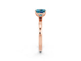 Rose gold Cushion Cut Blue Topaz Solitaire Ring with Thin Band and Prong Setting_26
