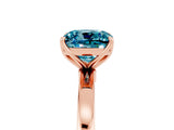 Rose gold Cushion Cut Blue Topaz Solitaire Ring with Thin Band and Prong Setting_29