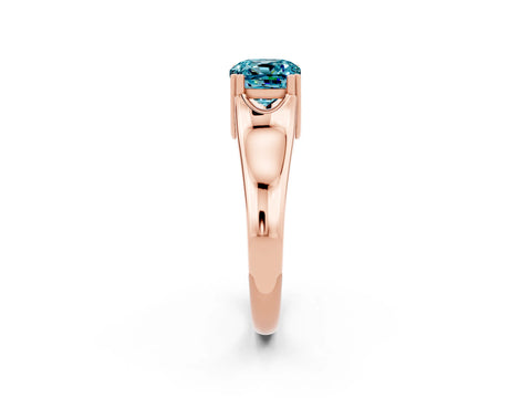Rose gold Cushion Cut Blue Topaz Solitaire Ring with Wide Band and Prong Setting_2