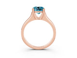 Rose gold Cushion Cut Blue Topaz Solitaire Ring with Wide Band and Prong Setting_3