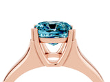 Rose gold Cushion Cut Blue Topaz Solitaire Ring with Wide Band and Prong Setting_4