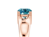 Rose gold Cushion Cut Blue Topaz Solitaire Ring with Wide Band and Prong Setting_5