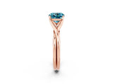 Rose gold Cushion Cut Blue Topaz Solitaire Twist Band Prong Setting Ring_81