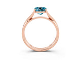 Rose gold Cushion Cut Blue Topaz Solitaire Twist Band Prong Setting Ring_82