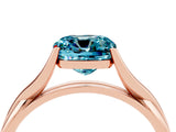 Rose gold Cushion Cut Blue Topaz Solitaire Twist Band Prong Setting Ring_83