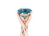 Rose gold Cushion Cut Blue Topaz Solitaire Twist Band Prong Setting Ring_84