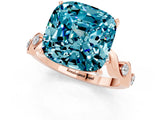 Rose gold Cushion Cut Blue Topaz Solitaire Twisted Band with Round  Accents and Prong Setting_13