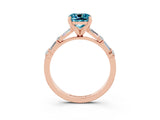 Rose gold Cushion Cut Blue Topaz Solitaire with Side Baguettes and Channel Set Band_3