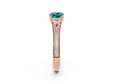 Rose gold Cushion Cut Blue Topaz Split Shank Engagement Ring with Pavé Band_2