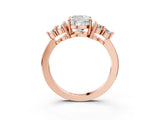 Rose gold Cushion Cut Brilliant Diamond Cluster Accent Solitaire Ring with Prong Setting_18