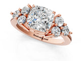 Rose gold Cushion Cut Brilliant Diamond Cluster Accent Solitaire Ring with Prong Setting_4
