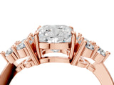 Rose gold Cushion Cut Brilliant Diamond Cluster Accent Solitaire Ring with Prong Setting_7