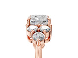 Rose gold Cushion Cut Brilliant Diamond Cluster Accent Solitaire Ring with Prong Setting_8
