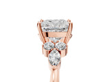 Rose gold Cushion Cut Brilliant Diamond Solitaire Ring with Pear Side Stones and Four-Prong Setting_8