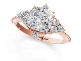 Rose gold Cushion Cut Brilliant Diamond with Cluster Setting on a Beaded Band and Four-Prong Setting_4