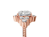 Rose gold Cushion Cut Brilliant Diamond with Cluster Setting on a Beaded Band and Four-Prong Setting_8