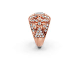 Rose gold Cushion Cut Brilliant Halo Pave Diamond Milgrain Ring_11