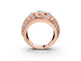 Rose gold Cushion Cut Brilliant Halo Pave Diamond Milgrain Ring_12