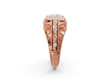 Rose gold Cushion Cut Brilliant Milgrain Filigree Diamond Ring with Square Prong Setting_15