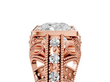 Rose gold Cushion Cut Brilliant Milgrain Filigree Diamond Ring with Square Prong Setting_18
