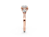 Rose gold Cushion Cut Brilliant Three-Stone Diamond Ring with Pavé Band and Four-Prong Setting_5