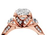 Rose gold Cushion Cut Brilliant Three-Stone Diamond Ring with Pavé Band and Four-Prong Setting_7
