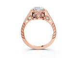 Rose gold Cushion Cut Cathedral Pave Diamond Engagement Ring with Six-Prong Setting_35