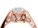 Rose gold Cushion Cut Cathedral Pave Diamond Engagement Ring with Six-Prong Setting_36